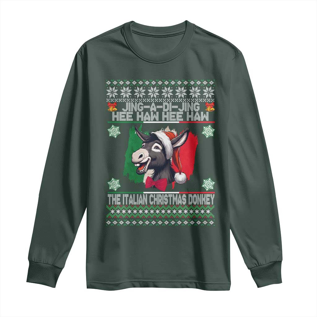 Italian Christmas Donkey Long Sleeve Shirt Funny Jing A Di Jing Hee Haw Italy Flag