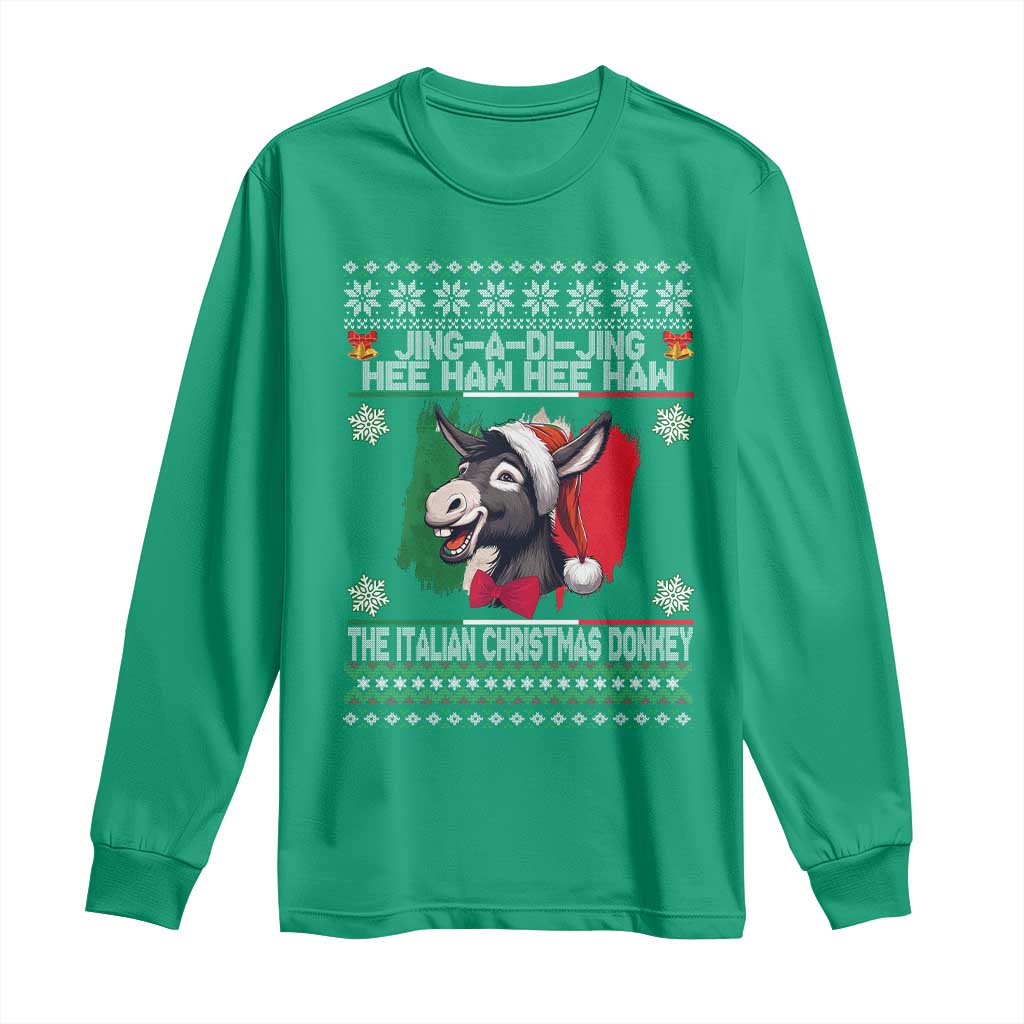 Italian Christmas Donkey Long Sleeve Shirt Funny Jing A Di Jing Hee Haw Italy Flag