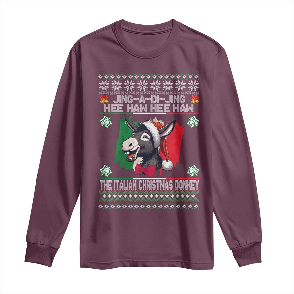 Italian Christmas Donkey Long Sleeve Shirt Funny Jing A Di Jing Hee Haw Italy Flag