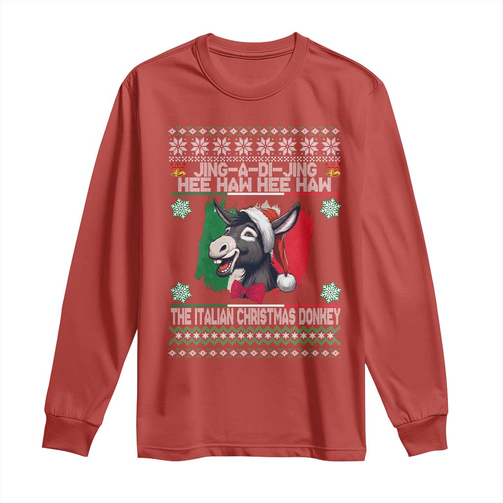 Italian Christmas Donkey Long Sleeve Shirt Funny Jing A Di Jing Hee Haw Italy Flag