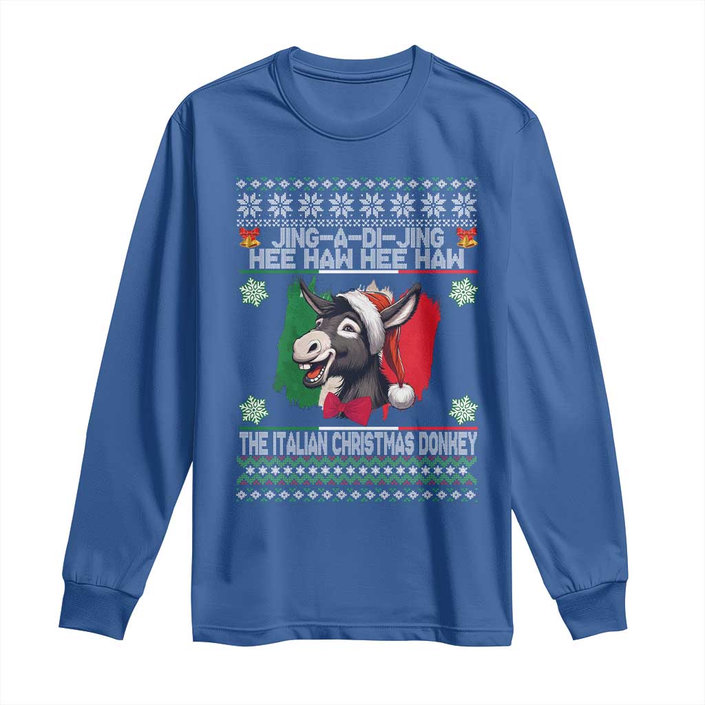 Italian Christmas Donkey Long Sleeve Shirt Funny Jing A Di Jing Hee Haw Italy Flag