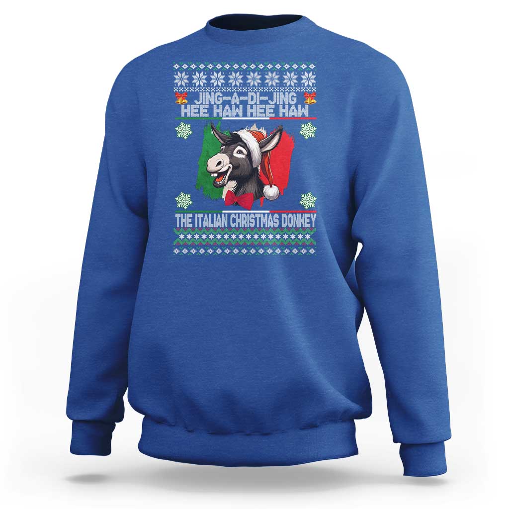Italian Christmas Donkey Sweatshirt Funny Jing A Di Jing Hee Haw Italy Flag - Wonder Print Shop