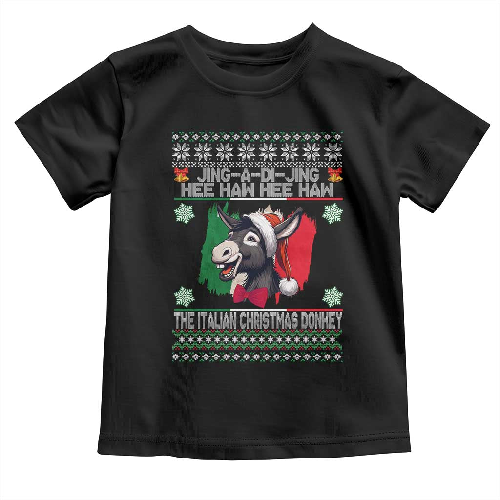 Italian Christmas Donkey Toddler T Shirt Funny Jing A Di Jing Hee Haw Italy Flag