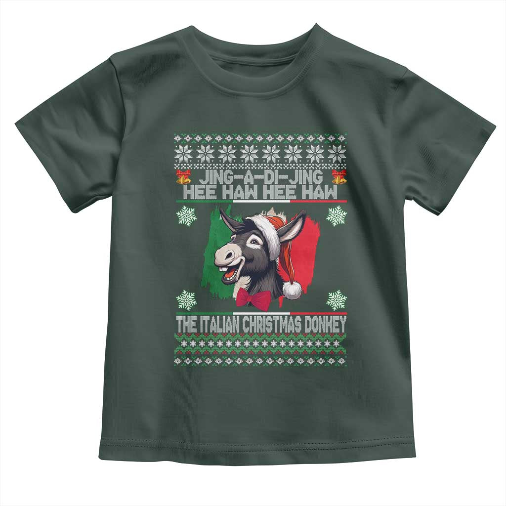 Italian Christmas Donkey Toddler T Shirt Funny Jing A Di Jing Hee Haw Italy Flag