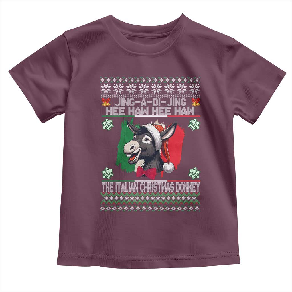 Italian Christmas Donkey Toddler T Shirt Funny Jing A Di Jing Hee Haw Italy Flag