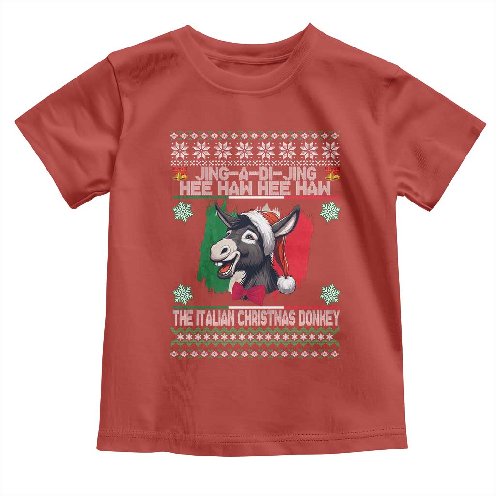 Italian Christmas Donkey Toddler T Shirt Funny Jing A Di Jing Hee Haw Italy Flag