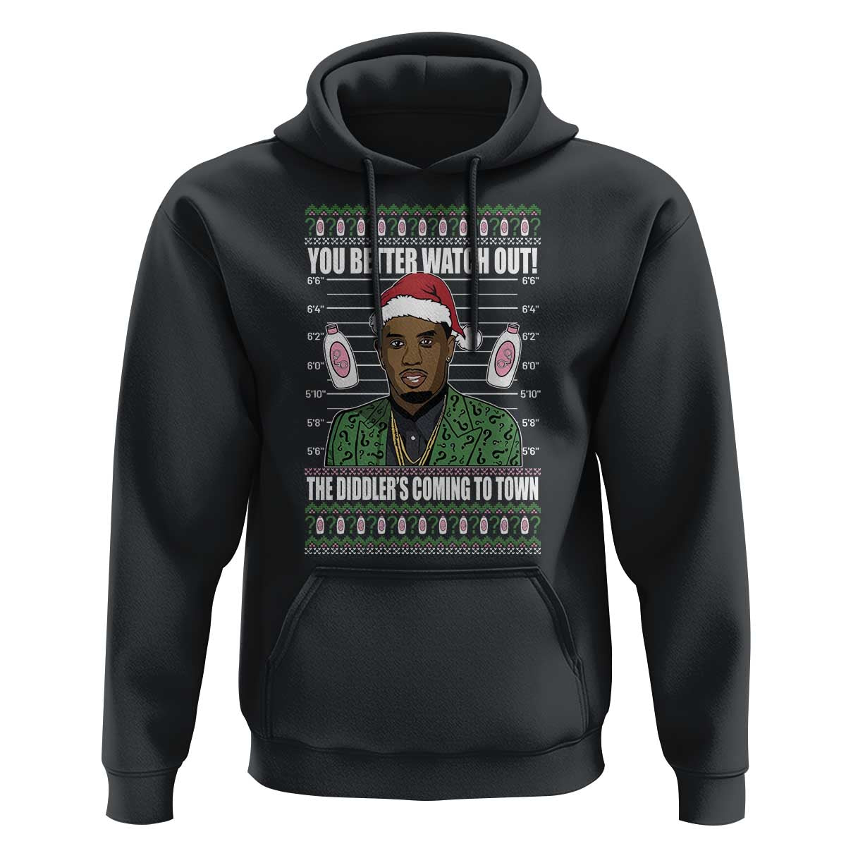 Funny Christmas Sarcastic Diddy Hoodie You Better Watch Out The Diddler Coming To Town