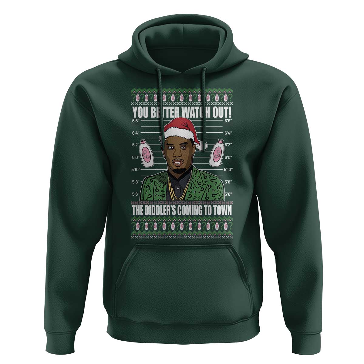 Funny Christmas Sarcastic Diddy Hoodie You Better Watch Out The Diddler Coming To Town