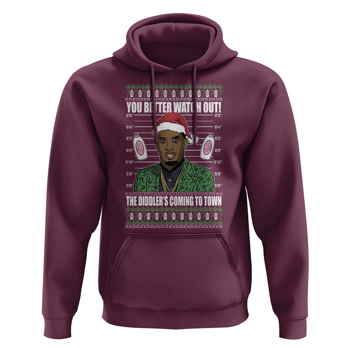 Funny Christmas Sarcastic Diddy Hoodie You Better Watch Out The Diddler Coming To Town