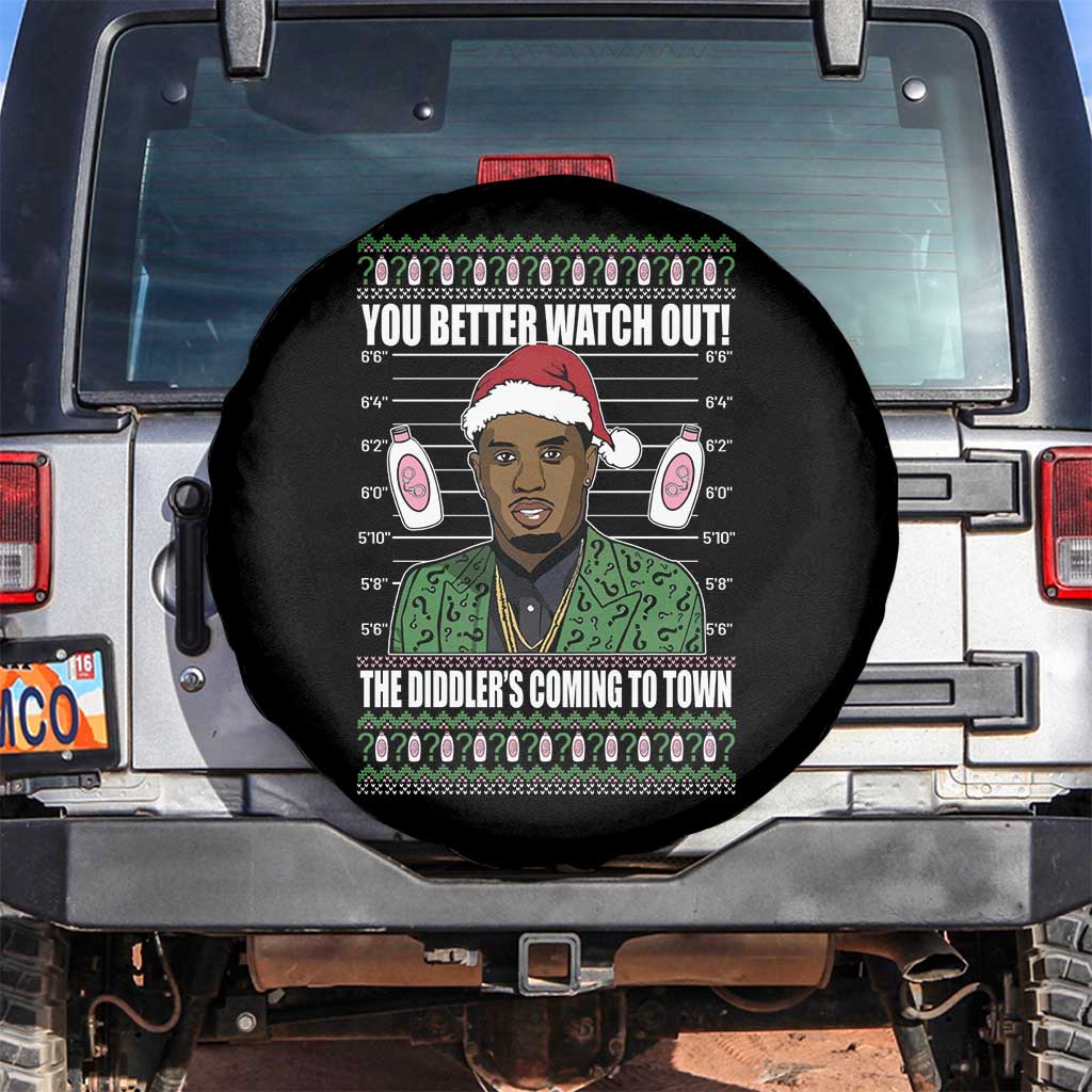 Funny Christmas Sarcastic Diddy Spare Tire Cover You Better Watch Out The Diddler Coming To Town