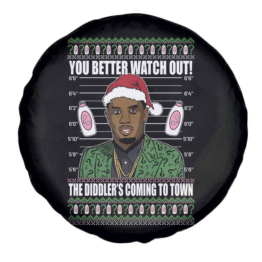 Funny Christmas Sarcastic Diddy Spare Tire Cover You Better Watch Out The Diddler Coming To Town