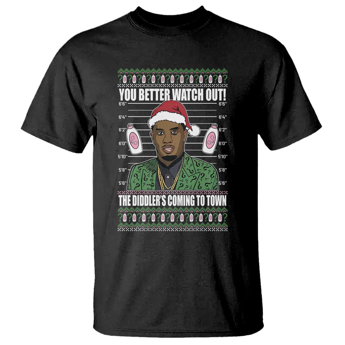 Funny Christmas Sarcastic Diddy T Shirt You Better Watch Out The Diddler Coming To Town - Wonder Print Shop