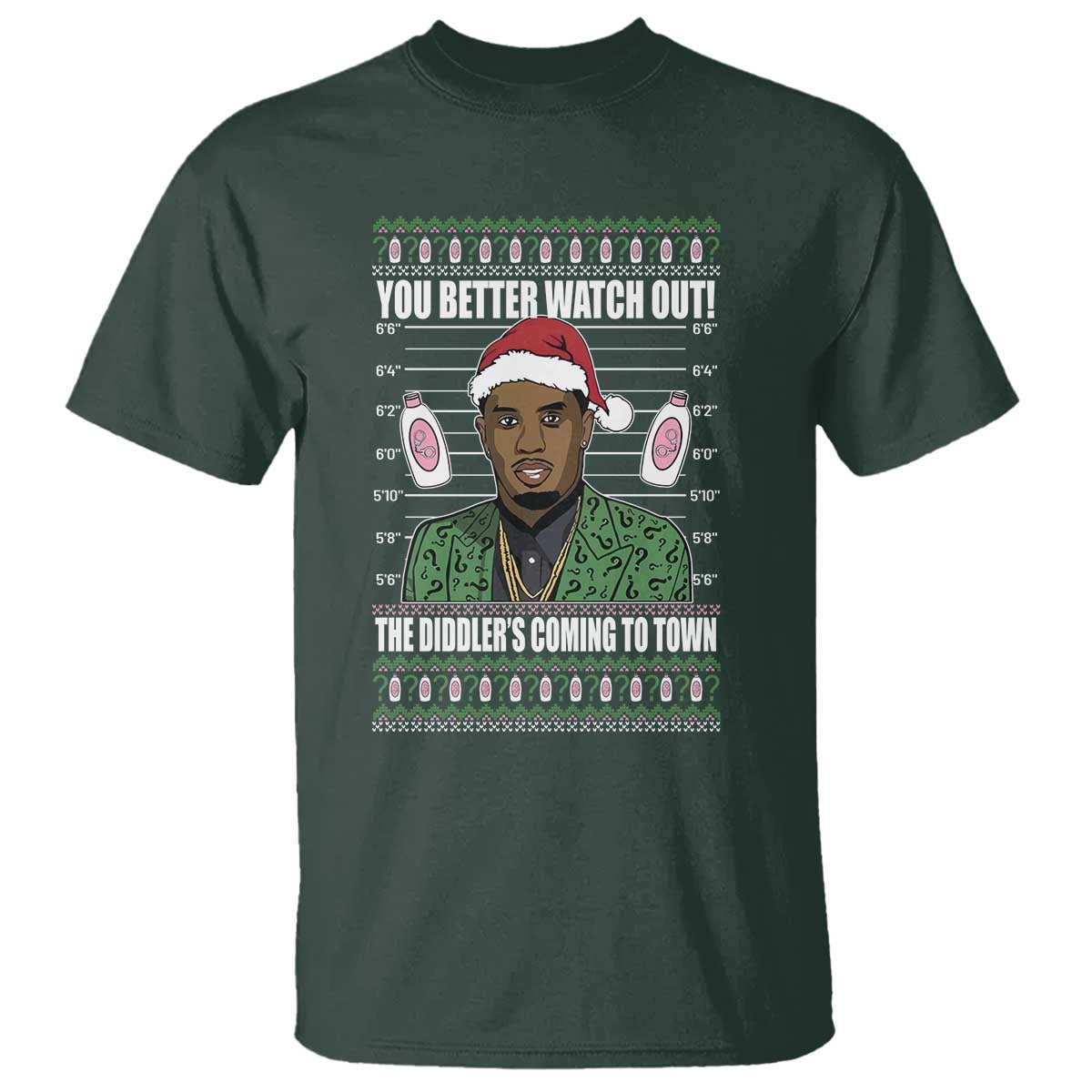 Funny Christmas Sarcastic Diddy T Shirt You Better Watch Out The Diddler Coming To Town - Wonder Print Shop
