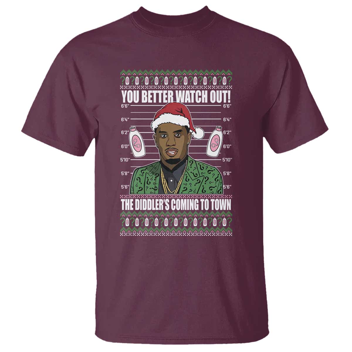 Funny Christmas Sarcastic Diddy T Shirt You Better Watch Out The Diddler Coming To Town - Wonder Print Shop