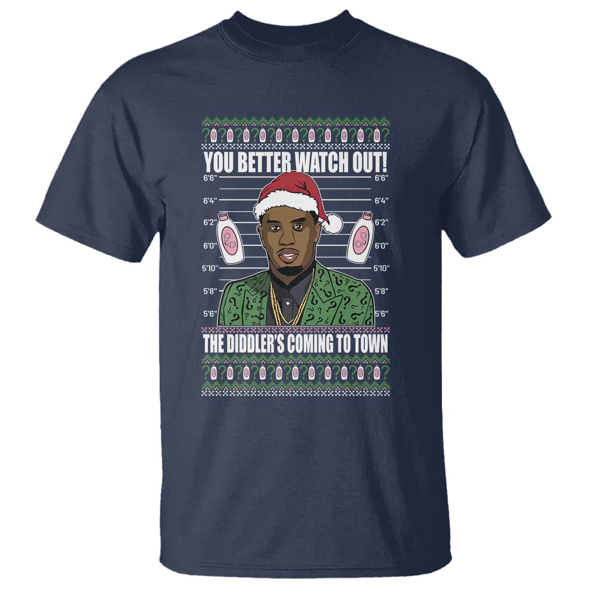 Funny Christmas Sarcastic Diddy T Shirt You Better Watch Out The Diddler Coming To Town - Wonder Print Shop