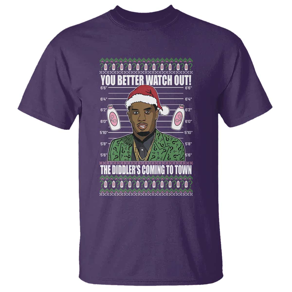 Funny Christmas Sarcastic Diddy T Shirt You Better Watch Out The Diddler Coming To Town - Wonder Print Shop