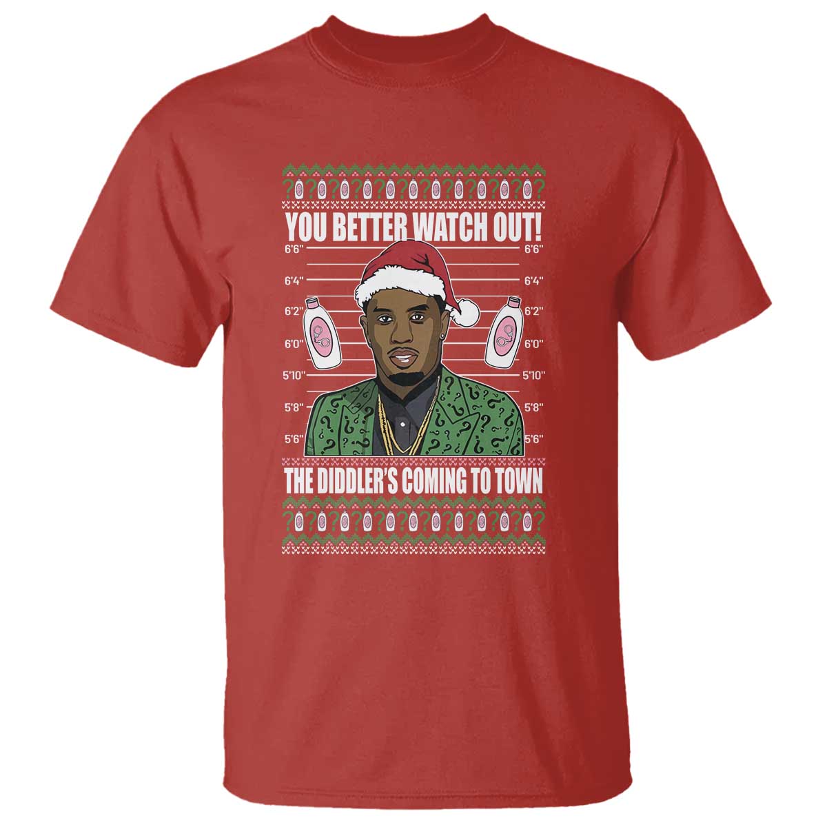 Funny Christmas Sarcastic Diddy T Shirt You Better Watch Out The Diddler Coming To Town - Wonder Print Shop