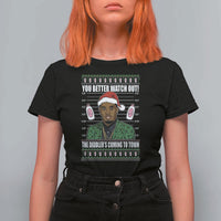Funny Christmas Sarcastic Diddy T Shirt For Women You Better Watch Out The Diddler Coming To Town - Wonder Print Shop