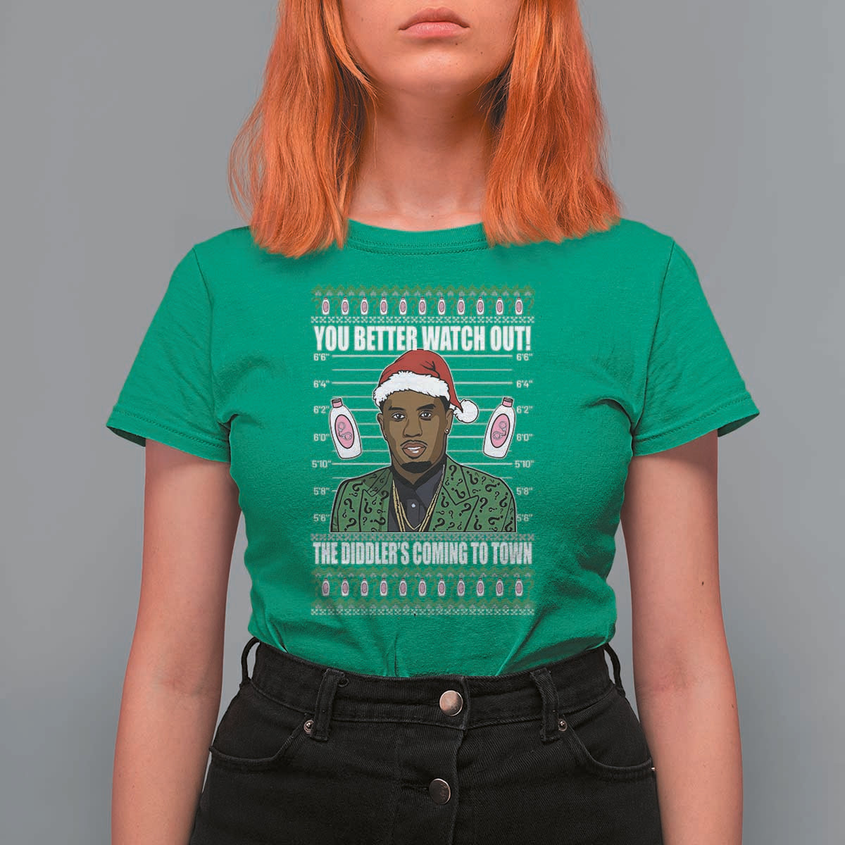 Funny Christmas Sarcastic Diddy T Shirt For Women You Better Watch Out The Diddler Coming To Town - Wonder Print Shop
