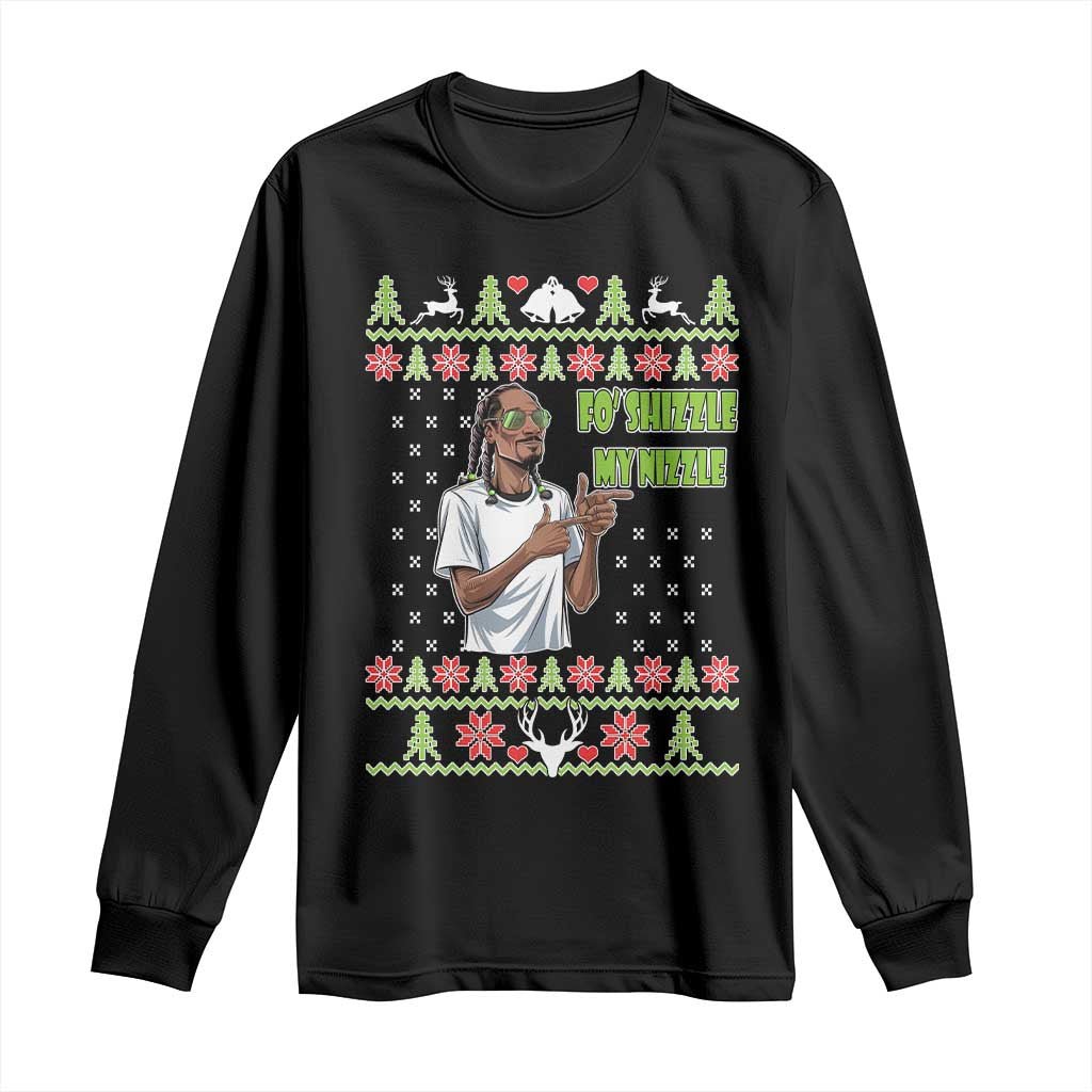 Funny Rapper Meme Christmas Long Sleeve Shirt Fo Shizzle My Nizzle