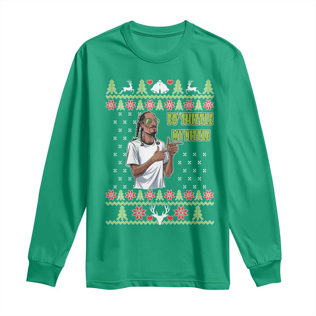 Funny Rapper Meme Christmas Long Sleeve Shirt Fo Shizzle My Nizzle