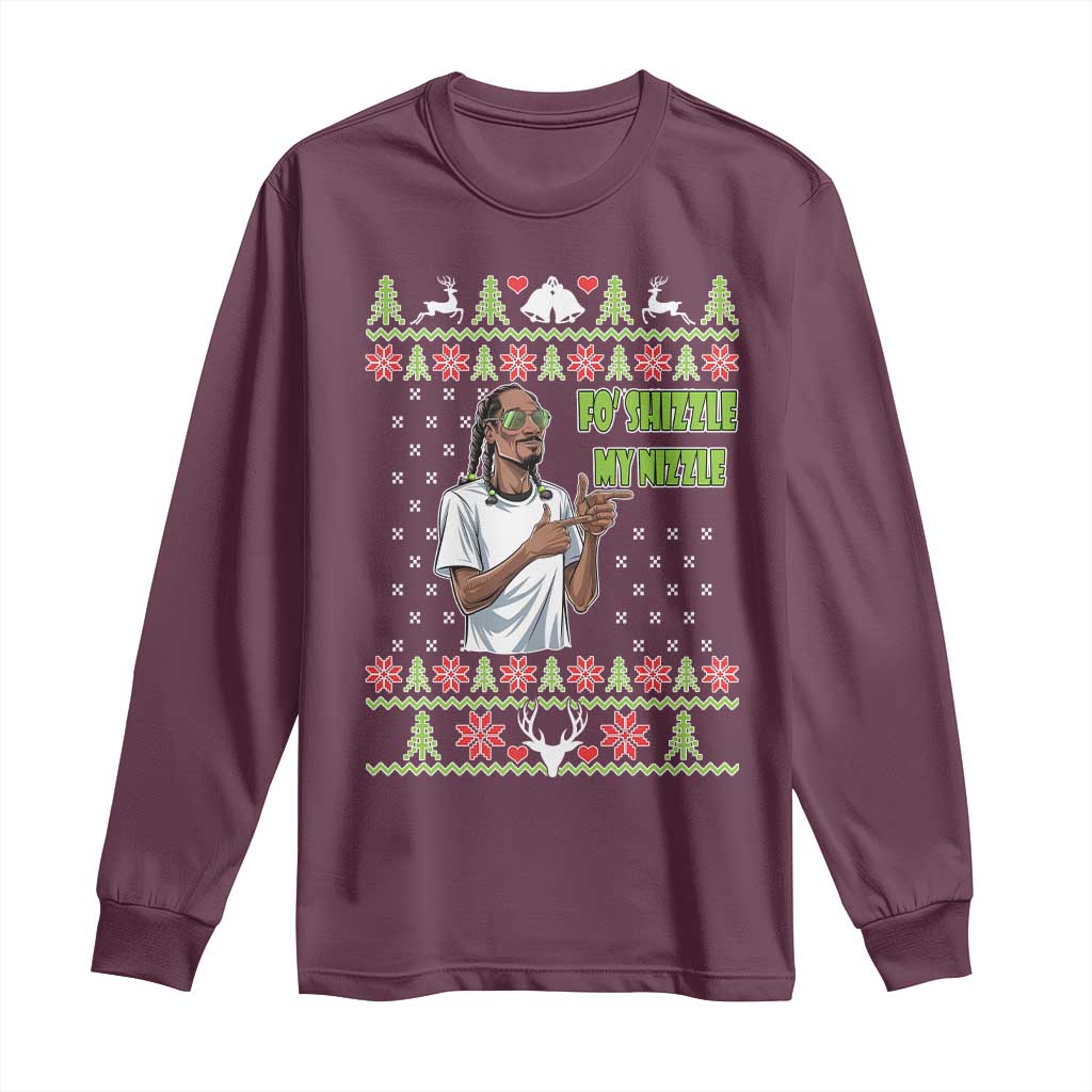 Funny Rapper Meme Christmas Long Sleeve Shirt Fo Shizzle My Nizzle