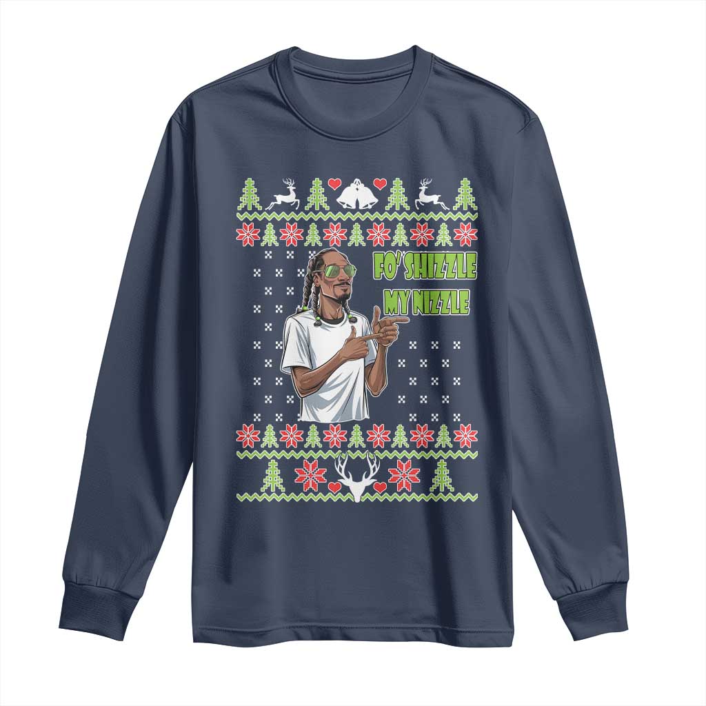 Funny Rapper Meme Christmas Long Sleeve Shirt Fo Shizzle My Nizzle