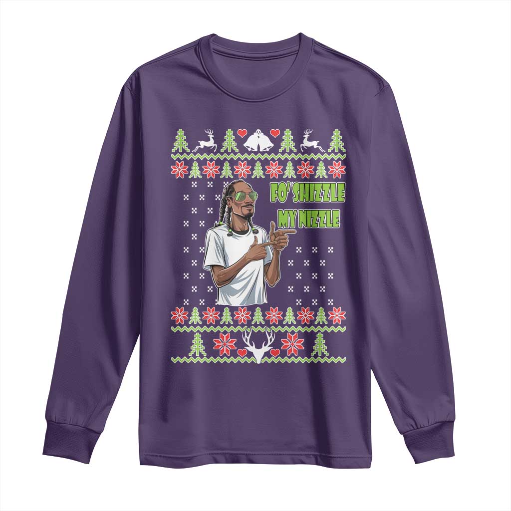Funny Rapper Meme Christmas Long Sleeve Shirt Fo Shizzle My Nizzle