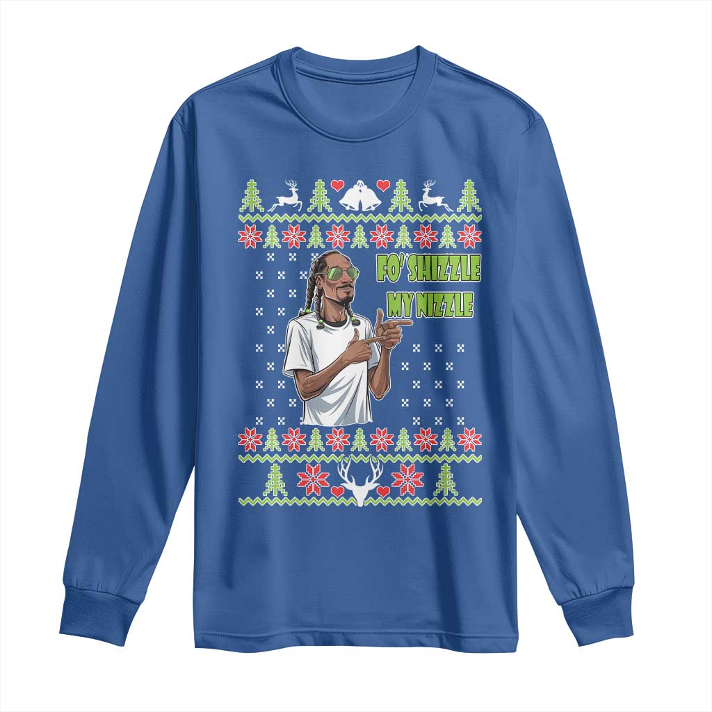 Funny Rapper Meme Christmas Long Sleeve Shirt Fo Shizzle My Nizzle