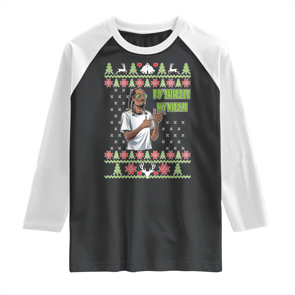 Funny Rapper Meme Christmas Raglan Shirt Fo Shizzle My Nizzle