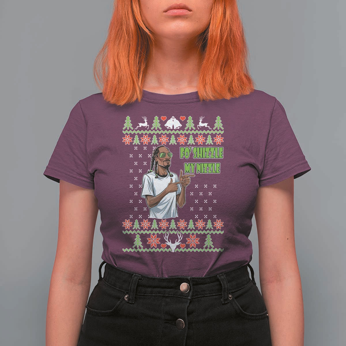 Funny Rapper Meme Christmas T Shirt For Women Fo Shizzle My Nizzle - Wonder Print Shop
