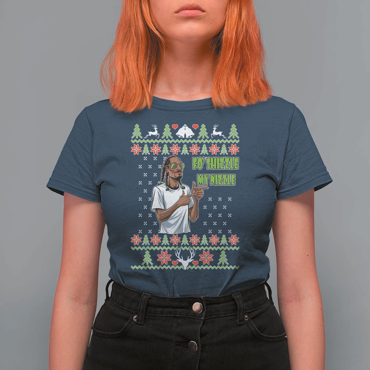 Funny Rapper Meme Christmas T Shirt For Women Fo Shizzle My Nizzle - Wonder Print Shop
