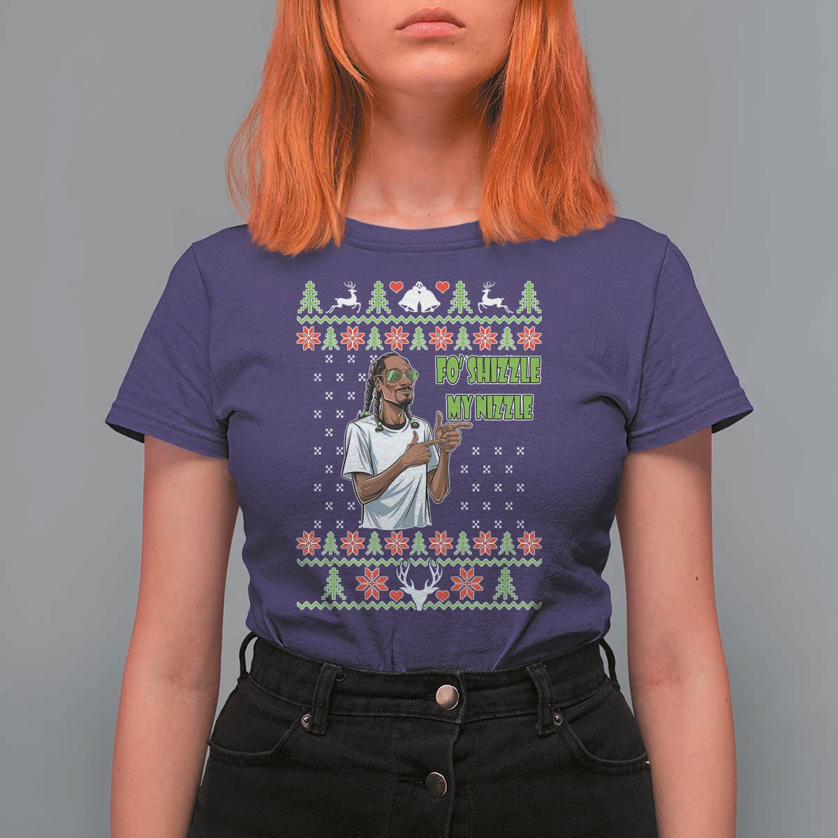 Funny Rapper Meme Christmas T Shirt For Women Fo Shizzle My Nizzle - Wonder Print Shop