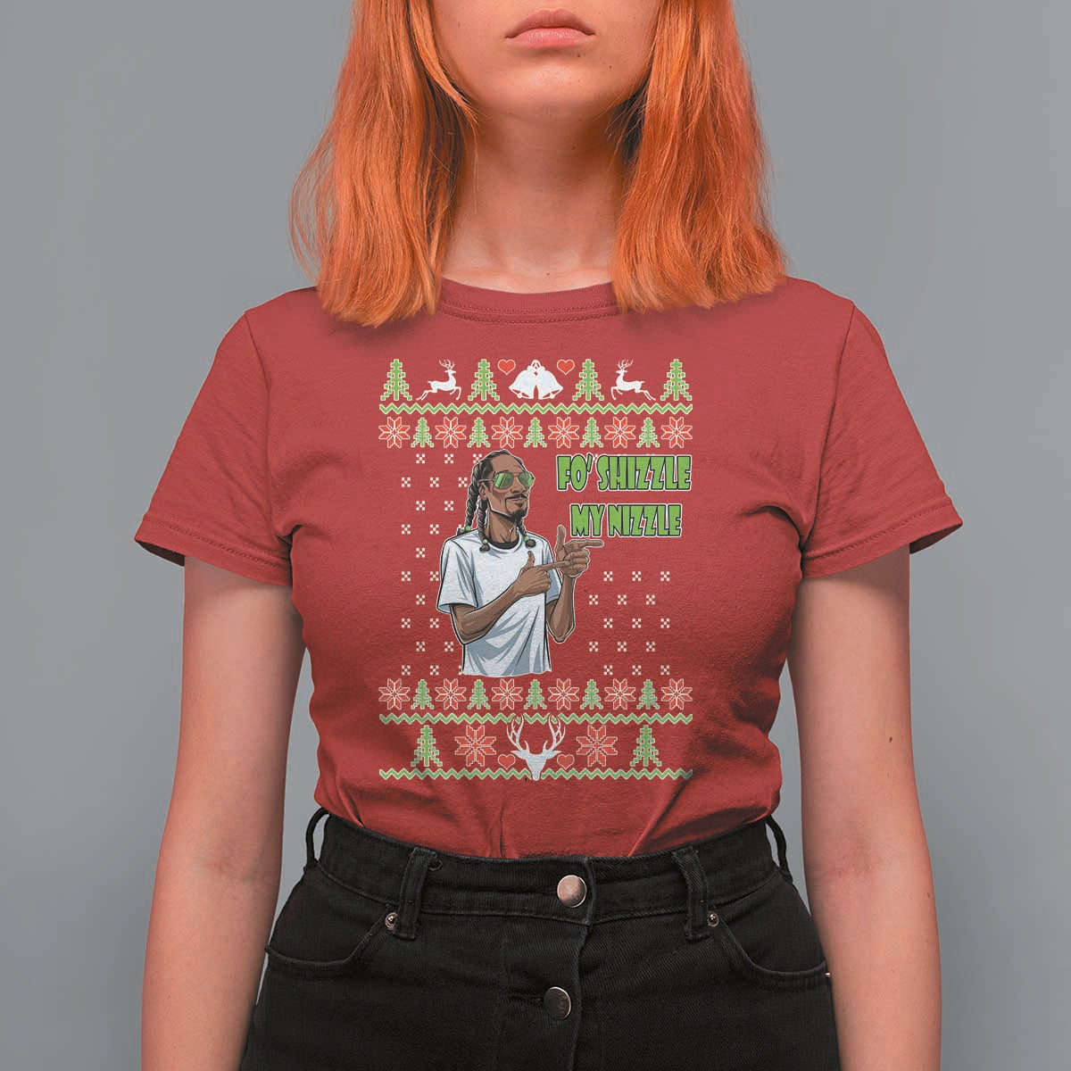 Funny Rapper Meme Christmas T Shirt For Women Fo Shizzle My Nizzle - Wonder Print Shop