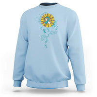Faith Hope Love Fight Cervical Cancer Awareness Teal Ribbon Sweatshirt - Wonder Print Shop