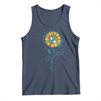 Cervical Cancer Awareness Tank Top Faith Hope Love Fight Teal And White Ribbon Sunflower