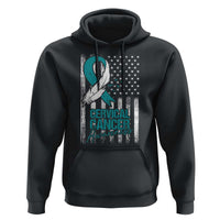 Cervical Cancer Awareness Month White Teal Ribbon US Flag Hoodie - Wonder Print Shop