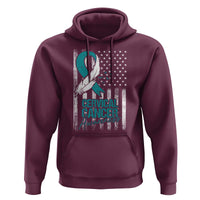 Cervical Cancer Awareness Month White Teal Ribbon US Flag Hoodie - Wonder Print Shop