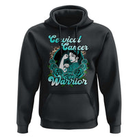 Support Strong Cervical Cancer Warrior Fighter Cervical Cancer Awareness Teal Ribbon Hoodie - Wonder Print Shop
