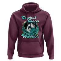 Support Strong Cervical Cancer Warrior Fighter Cervical Cancer Awareness Teal Ribbon Hoodie - Wonder Print Shop