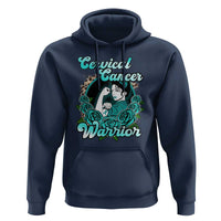 Support Strong Cervical Cancer Warrior Fighter Cervical Cancer Awareness Teal Ribbon Hoodie - Wonder Print Shop