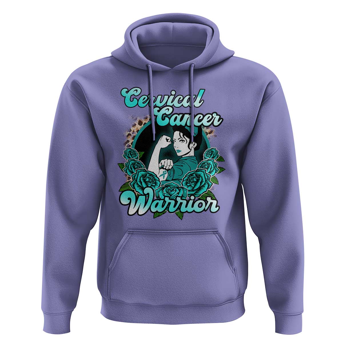 Support Strong Cervical Cancer Warrior Fighter Cervical Cancer Awareness Teal Ribbon Hoodie - Wonder Print Shop