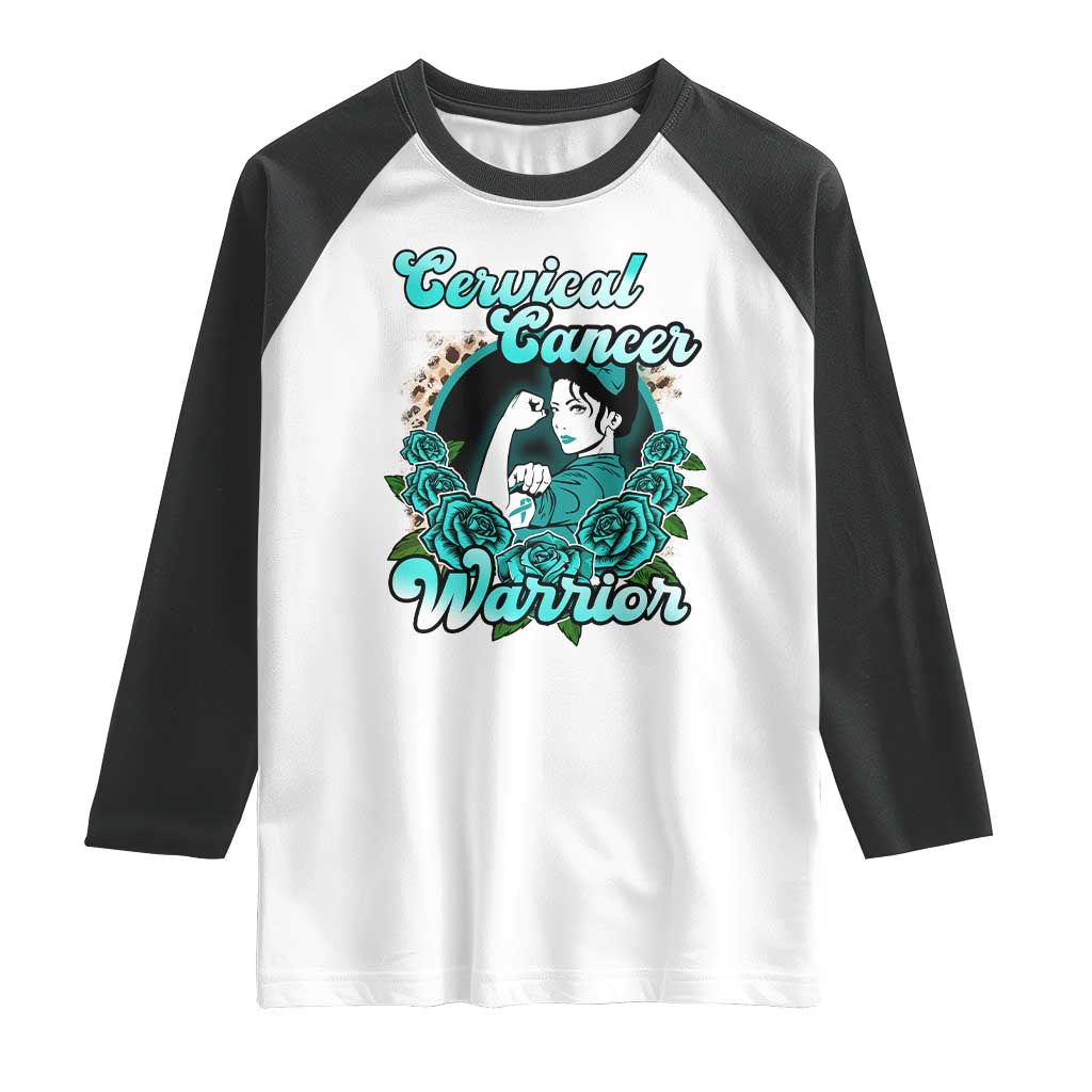 Cervical Cancer Warrior Raglan Shirt Support Squad Survivor Fighter Teal Ribbon