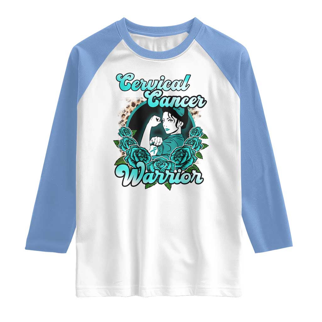 Cervical Cancer Warrior Raglan Shirt Support Squad Survivor Fighter Teal Ribbon