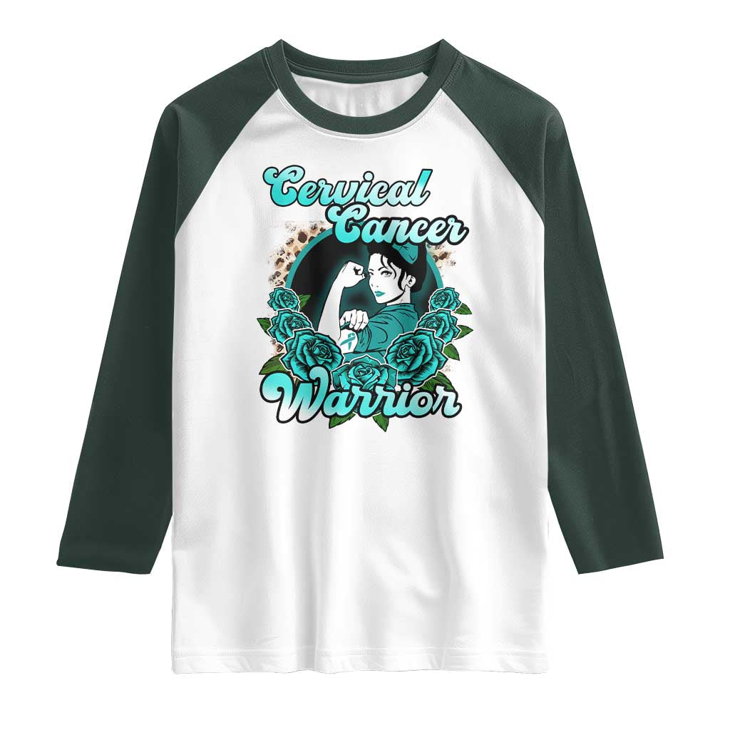 Cervical Cancer Warrior Raglan Shirt Support Squad Survivor Fighter Teal Ribbon