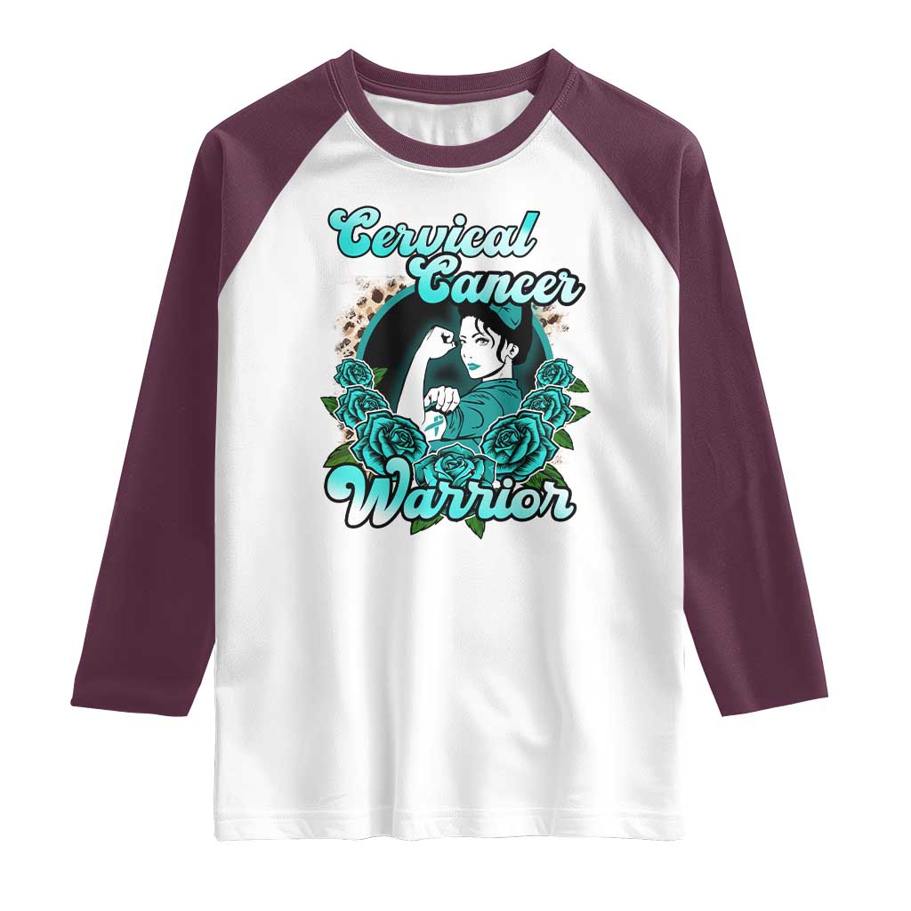 Cervical Cancer Warrior Raglan Shirt Support Squad Survivor Fighter Teal Ribbon