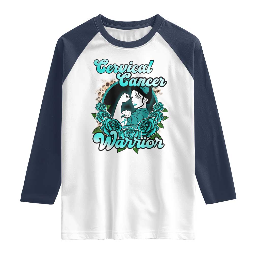 Cervical Cancer Warrior Raglan Shirt Support Squad Survivor Fighter Teal Ribbon