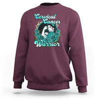 Support Strong Cervical Cancer Warrior Fighter Cervical Cancer Awareness Teal Ribbon Sweatshirt - Wonder Print Shop