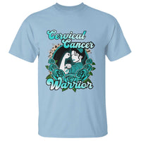 Support Strong Cervical Cancer Warrior Fighter Cervical Cancer Awareness Teal Ribbon T Shirt - Wonder Print Shop