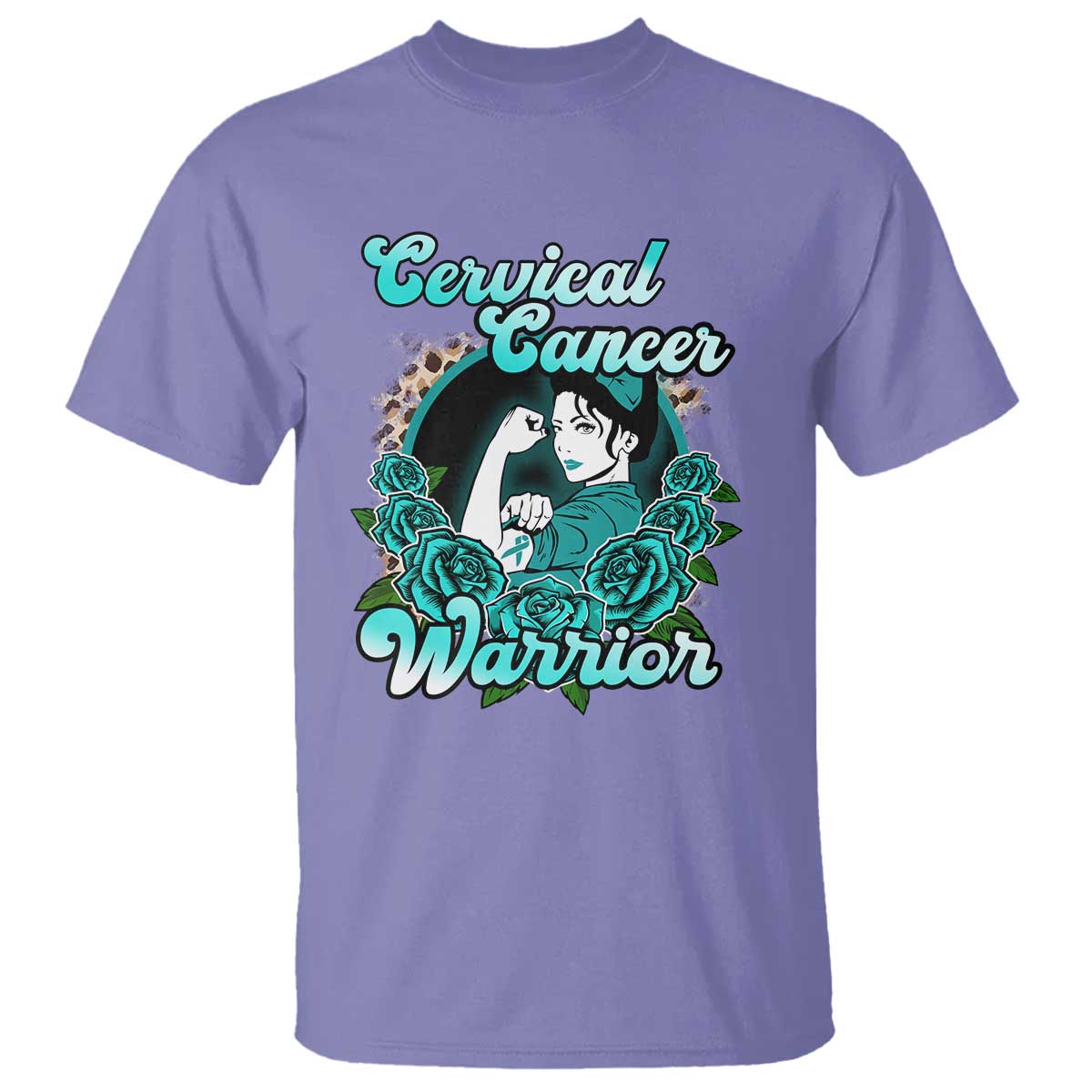 Support Strong Cervical Cancer Warrior Fighter Cervical Cancer Awareness Teal Ribbon T Shirt - Wonder Print Shop